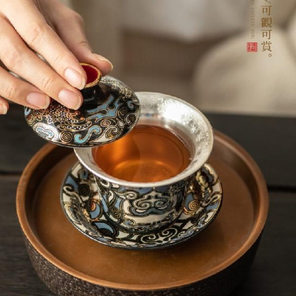 Gold and silver miscovered bowl